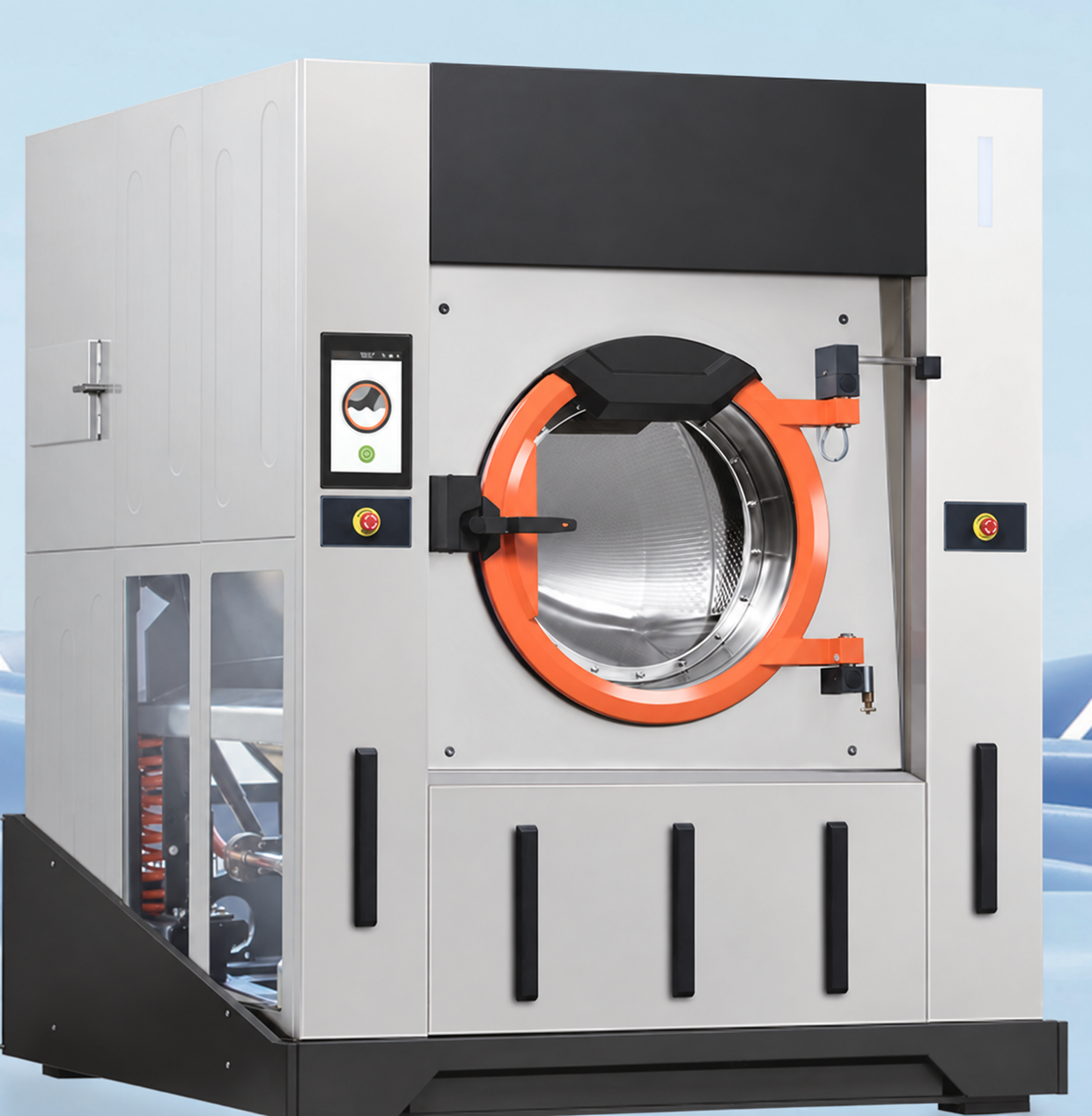 Laveuse-essoreuse industrielle 120 kg – Basculement frontal – Écran tactile